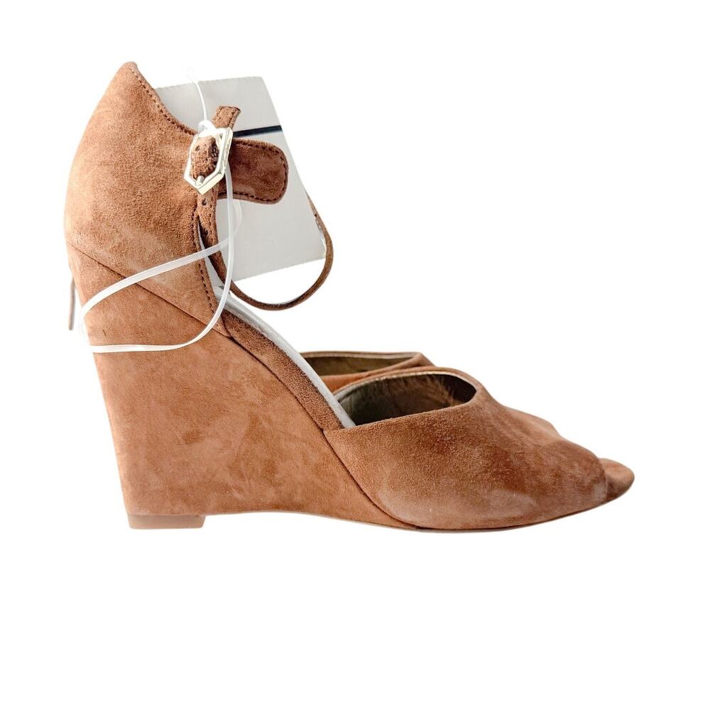 Sam Edelman Raven Wedge Sandal Suede Tan Brown Peep Toe Ankle Strap Size 7.5 NIB - Picture 10 of 10